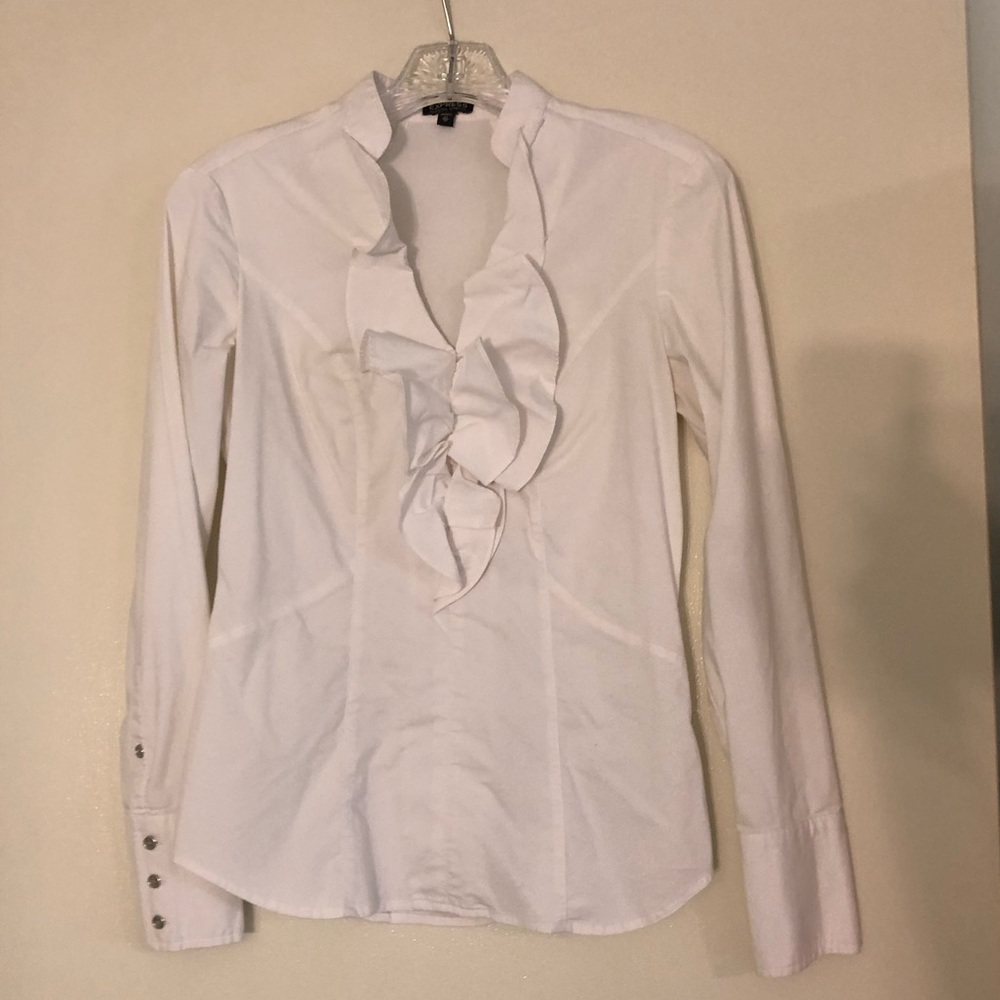 Express Ruffle Front Formal Top